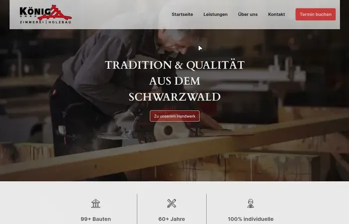 Craft business website showcasing services, projects, and contact options